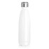 A drink bottle in white with a silver lid, featuring a sleek, streamlined design.