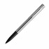 A silver and black metal rollerball pen with a sleek design and a visible logo.