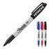 A permanent Sharpie fine marker in black, with additional markers in blue and red, featuring a logo.