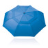 A blue 54cm folding umbrella with a wind-vented design and a central button. Features a logo on the handle.