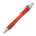 A plastic ballpoint pen in a frosted ruby colour with a silver clip and grip. It features a logo on the barrel.