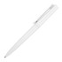 A white matte ballpoint pen with a sleek design and a clip for easy attachment, featuring a branding logo.
