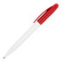 A plastic ballpoint pen in gloss white with a red cap and clip. The pen features a logo on the barrel.
