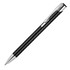 A metal ballpoint pen featuring a carbon fibre design in black with a chrome clip. It includes a branding logo.