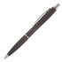 A ballpoint pen in solid black with a silver clip and accents, featuring a sleek design and logo.