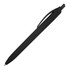 A matte black ballpoint pen with a rubberised grip and a clip, featuring a simple design.