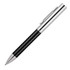 A sleek ballpoint pen with a carbon fibre body and silver accents. Features a clip and a stylish design.
