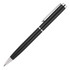 A black metal ballpoint pen with a sleek design and silver accents, featuring a clip and smooth writing tip.
