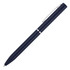 A metal ballpoint pen in navy blue with a silver clip and band, featuring a sleek, executive design.