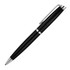 A black ballpoint pen with chrome trim and a sleek design, featuring a clip and glossy finish.