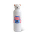 A drink bottle featuring a polar bear head cap, white body, and a playful design with a striped pattern.
