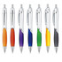 A collection of Circinus pens in orange, purple, green, black, yellow, and red with a silver clip and branding.