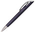 A plastic pen in a dark purple finish with a shiny silver clip. The pen has a sleek design and branding.