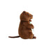 A brown quokka plush toy holding a stick, depicted in a side view with a simple white background.