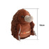 A brown plush echidna toy with grey accents, standing 18 cm tall, featuring a logo on its front.