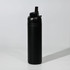 A drink bottle in matte black with a flip-top lid and a built-in straw, featuring a logo.