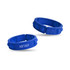 Two blue silicone wristbands featuring raised bubbles and a logo on one band.