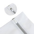 A white mesh laundry bag with a zipper closure and a circular inset highlighting the zipper detail.