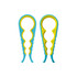 A multi-purpose jar opener in blue and yellow, featuring grip-enhancing curves and a logo.
