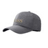 A grey cap with perforated sides and a logo on the front.