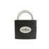 A padlock-shaped toolkit in black with a silver handle, featuring a logo on the front. A padlock-shaped toolkit in black with a silver handle, featuring a logo on the front.