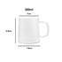 A clear glass mug with a handle, measuring 300ml, 7cm in diameter, and 8.5cm tall. Features a logo.