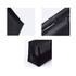 A black nylon mesh cosmetic bag featuring a zipper and multiple angles highlighting its structure.