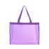 A purple transparent mesh tote bag with sturdy handles, featuring a simple design and no visible branding.