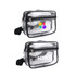 A clear fanny pack with a black zip and adjustable strap, featuring a logo on the front. A clear fanny pack with a black zip and adjustable strap, featuring a logo on the front.