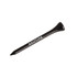 A bamboo golf tee in black with a tapered design and a round head, featuring a logo.