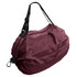 A maroon foldable shopping shoulder bag with adjustable straps and a sleek design. It features a small logo.