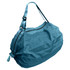 A foldable shopping shoulder bag in a vibrant teal colour, featuring a sleek design and adjustable strap.