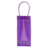 A transparent purple PVC wine tote bag with a handle and a sleek design, featuring a subtle logo. A transparent purple PVC wine tote bag with a handle and a sleek design, featuring a subtle logo.