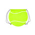 A bright lime green drawstring backpack in a circular shape, featuring white wave accents and a logo.
