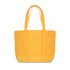 A yellow canvas zippered tote shoulder bag with two handles and a spacious design.
