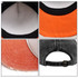 A distressed cotton baseball cap featuring an orange brim, black detailing, and a suitable adjustable strap at the back.