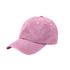 A vintage washed baseball cap in a soft pink colour with a curved brim and six ventilation holes.