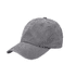 A vintage washed baseball cap in a grey colour with a rounded crown and a curved brim, featuring a logo.