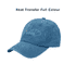 A vintage washed baseball cap in blue with a logo on the front.
