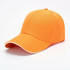 An orange six-panel cap featuring a contrasting white trim and a logo on the front.