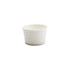 A plain white gelato cup with a smooth surface and a grey base. It has a subtle logo on the side.