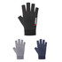 Fingerless sun protection gloves in black, grey, and navy blue, featuring a logo on the black pair.
