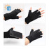 Fingerless gloves in black with a textured grip. Features UV protection and a lightweight design. Includes a logo.