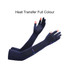 Long sleeve sun protective gloves in navy blue with two open fingers, featuring a logo on the wrist.