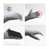 Long sleeve, grey sun protective fingerless gloves with textured grip, designed to cover hands and forearms.
