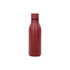 A drink bottle in a matte burgundy finish, featuring a sleek design and a screw-top lid. It has a logo on the side.
