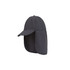 A baseball cap in dark grey featuring a neck flap and a logo on the side.