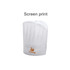A white disposable non-woven chef hat with a logo on the front, featuring a pleated design.