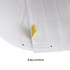 A disposable non-woven chef hat in white, featuring an adjustable tab for sizing. It has a simple design with pleats.