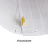 A white disposable non-woven chef hat featuring an adjustable closure for a customised fit.